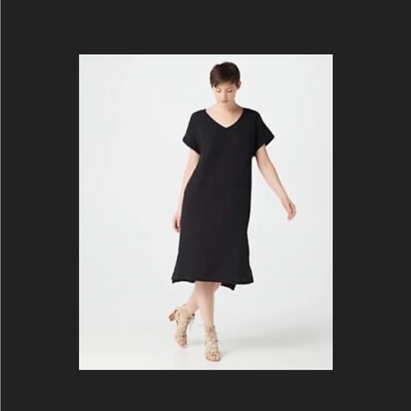 New Issac Mizrahi size M 10 12 black dress soft v-neck flutter sleeve - Picture 1 of 16